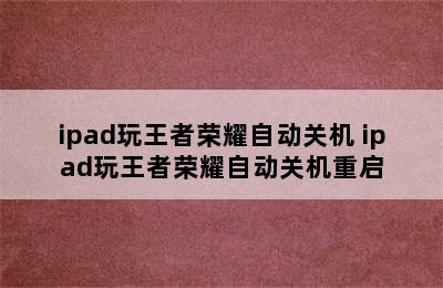 ipad玩王者荣耀自动关机 ipad玩王者荣耀自动关机重启